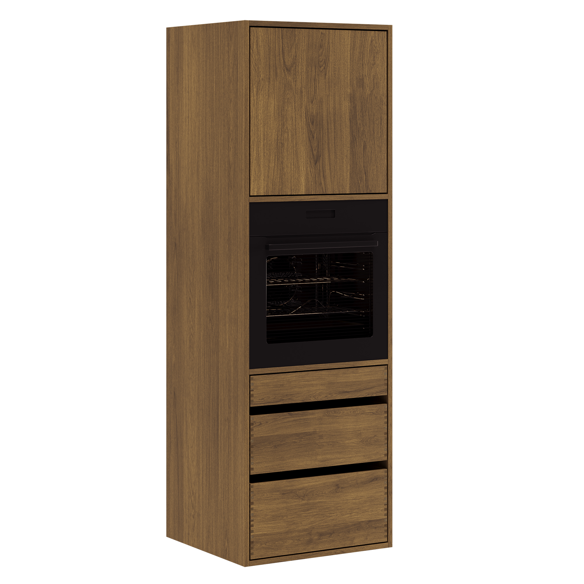 60 cm Dark Stained Just Wood Original Tall Cabinet for Oven