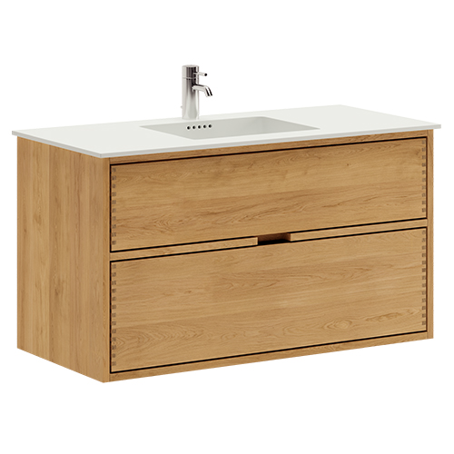 100 cm Light-insulated Just Wood bathroom furniture with 2 drawers