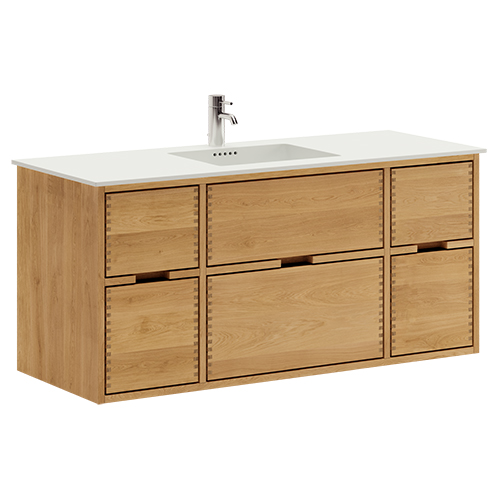 120 cm Illuminated Just Wood bathroom furniture with 6 drawers