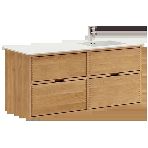 120 cm Illuminated Just Wood Bathroom Furniture with 4 Drawers and Solid Surface Countertop - Right