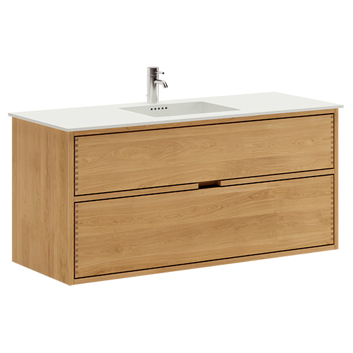 120 cm Illuminated Just Wood bathroom furniture with 2 drawers