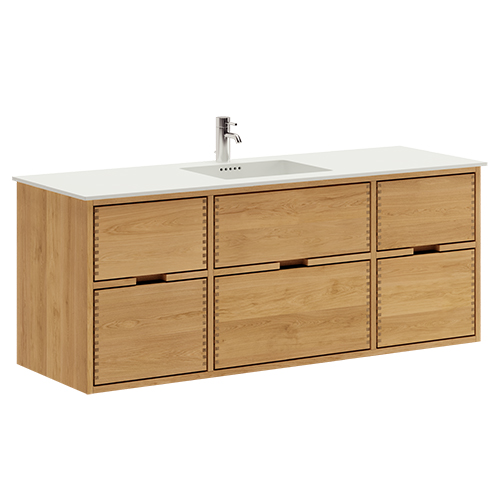 140 cm Illuminated Just Wood Bathroom Furniture with 6 Drawers