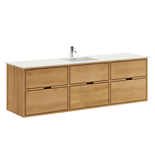 176 cm Light oak Just Wood bathroom furniture with 3x 60 cm drawers