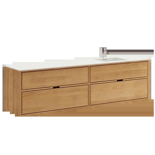 200 cm Illuminated Just Wood bathroom furniture with 4 drawers and Solid Surface countertop - Right