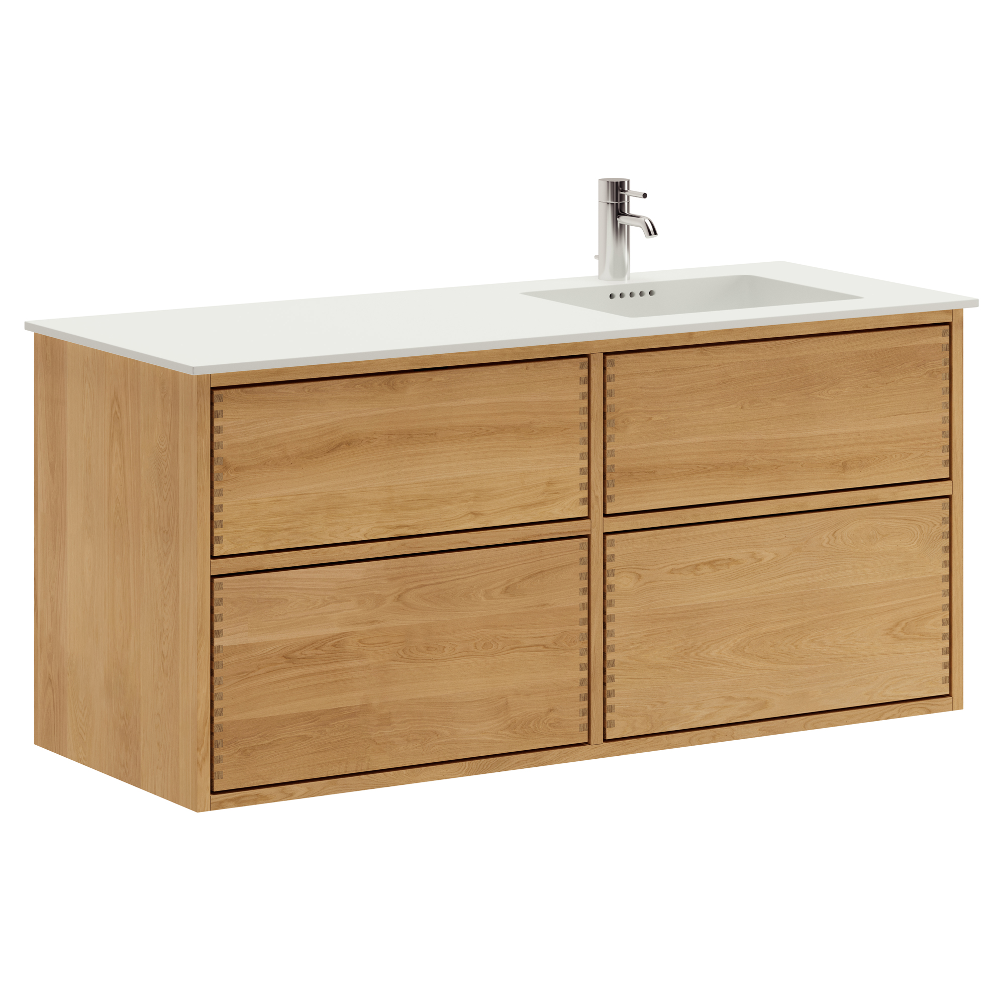 120 cm Illuminated Just Wood Push Bathroom Furniture with 4 Drawers - Right Cutout