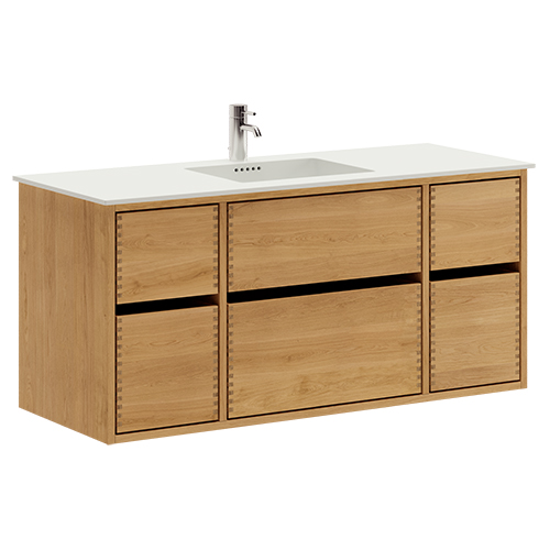 120 cm illuminated Just Wood Original bathroom furniture with 6 drawers