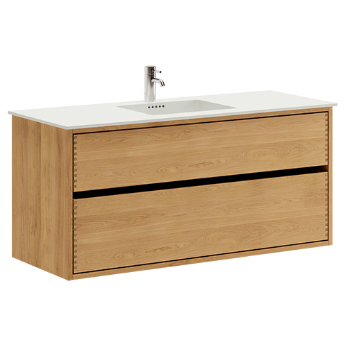 120 cm Light Oiled Just Wood Original Bathroom Furniture with 2 Drawers