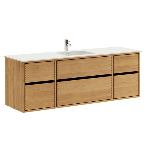 160 cm Light Oak Just Wood Original bathroom furniture with 6 drawers