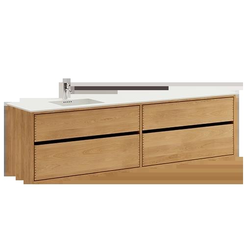 200 cm Light-insulated Just Wood Original bathroom furniture with 4 drawers and Solid Surface countertop - Left