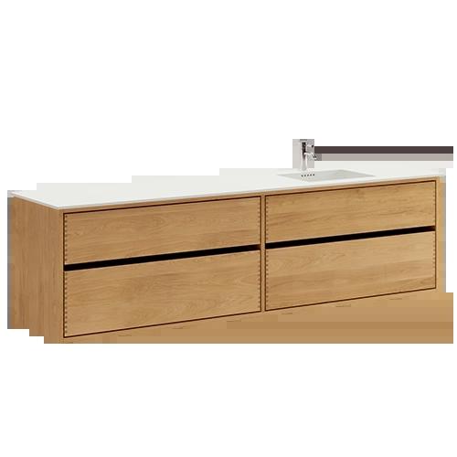 200 cm light-insulated Just Wood Original bathroom furniture with 4 drawers - Right cutout