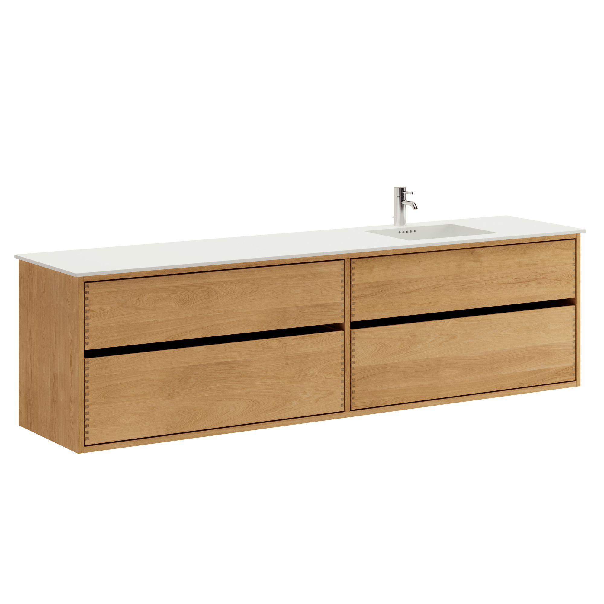 200 cm light-insulated Just Wood Original bathroom furniture with 4 drawers - Right cutout