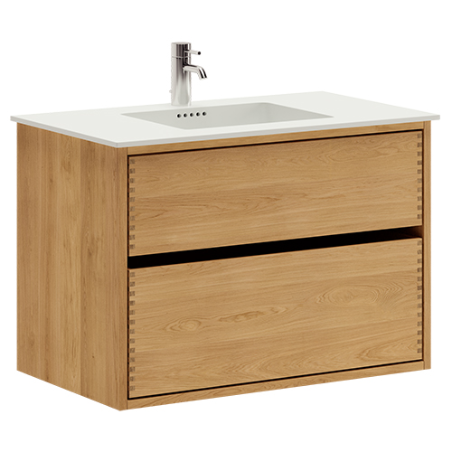 80 cm Illuminated Just Wood Original bathroom furniture with 2 drawers