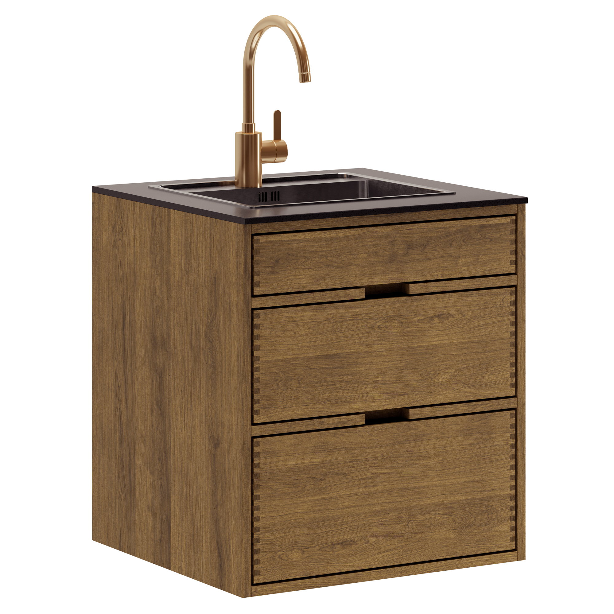 60 cm Dark Stained Just Wood Washbasin Cabinet 60 cm in depth