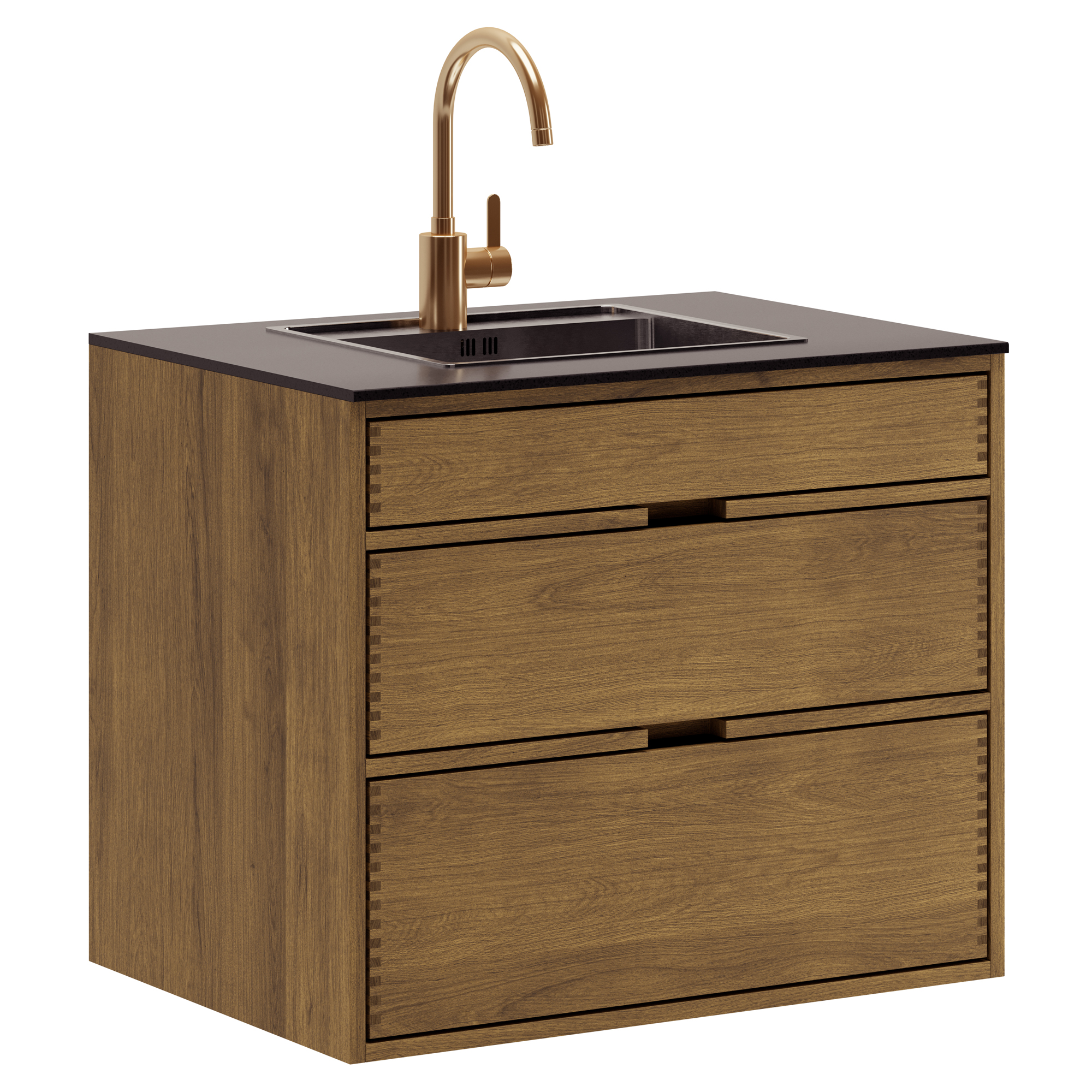 80 cm Dark Stained Just Wood Washbasin Cabinet 60 cm in Depth