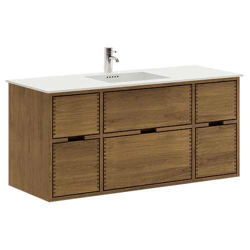 120 cm Dark Stained Just Wood Bathroom Furniture with 6 Drawers