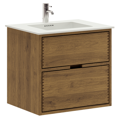 60 cm Dark Stained Just Wood Bathroom Furniture with 2 Drawers