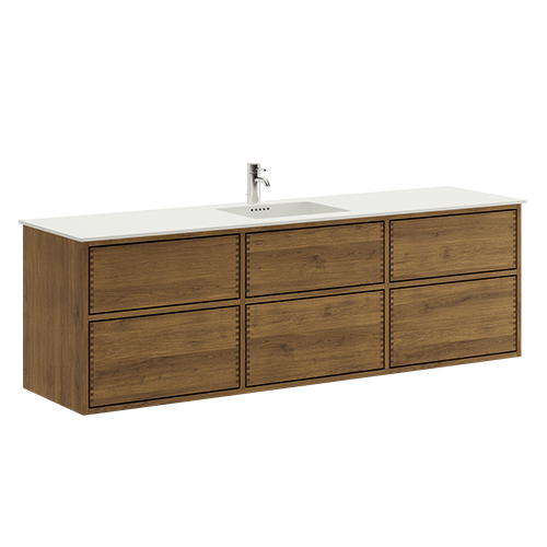 176 cm Dark-colored Just Wood Push bathroom furniture with 3x 60 cm drawers