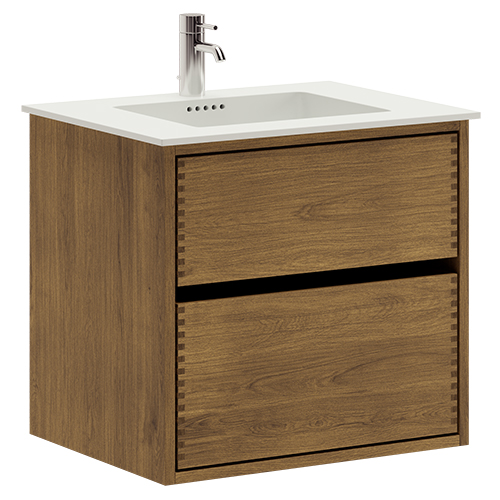 60 cm Dark-stained Just Wood Original bathroom furniture with 2 drawers