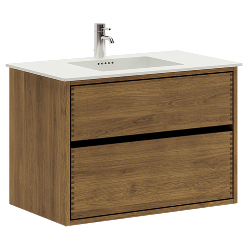 80 cm Dark Stained Just Wood Original Bathroom Furniture with 2 Drawers