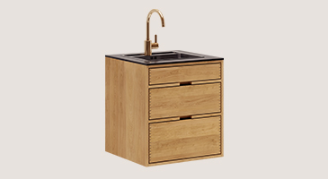 Light oiled Carpenter Sink cabinet with grip