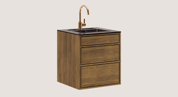 Dark Oiled Carpenter Sink Cabinet with push